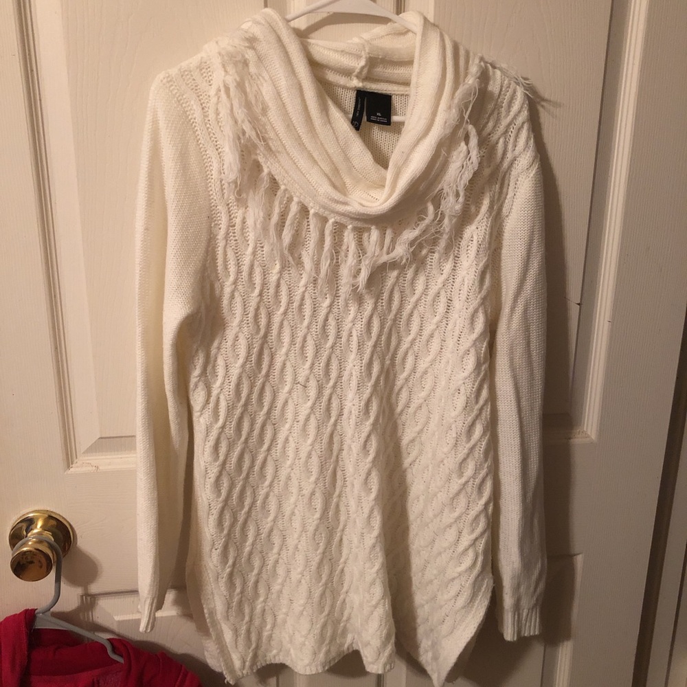 Long, white, knit sweater!